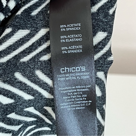 Chicos Travelers Dress Womens 1 Small Graphic Rosemary Wrap Long sleeve Black - Picture 5 of 11